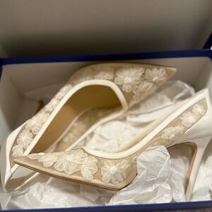 Stuart Weitzman Cream Floral Heels